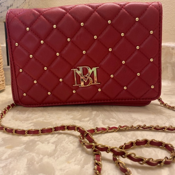 Badgley Mischka Red Quilted Chain Shoulder Bag NWOT - Picture 1 of 9